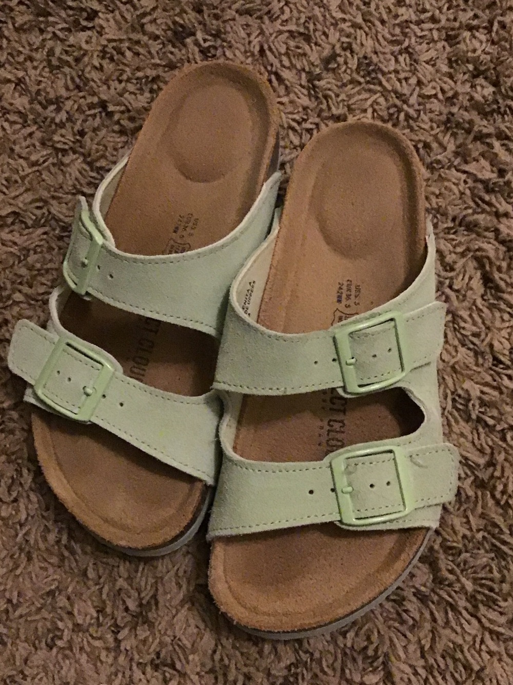 Women's Double Buckle Slide Sandals in Pale Mint
